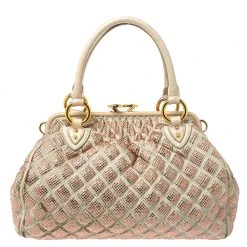 Marc Jacobs Ivory Crystal Embellished Suede And Leather Stam Satchel For Women -Cheap Marc Jacobs Store luxury women marc jacobs used handbags p357824 004