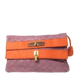 Marc Jacobs Purple/Orange Quilted Leather Oversized Clutch For Women