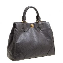 Marc By Marc Jacobs Grey Ostrich Embossed Leather Ozzie Square Lucy Tote For Women -Cheap Marc Jacobs Store luxury women marc jacobs used handbags p365885 004