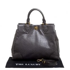 Marc By Marc Jacobs Grey Ostrich Embossed Leather Ozzie Square Lucy Tote For Women -Cheap Marc Jacobs Store luxury women marc jacobs used handbags p365885 006