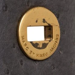 Marc By Marc Jacobs Grey Ostrich Embossed Leather Ozzie Square Lucy Tote For Women -Cheap Marc Jacobs Store luxury women marc jacobs used handbags p365885 011