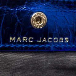 Marc Jacobs Metallic Blue Crinkled Patent Leather Fergie Clutch For Women -Cheap Marc Jacobs Store luxury women marc jacobs used handbags p366173 014