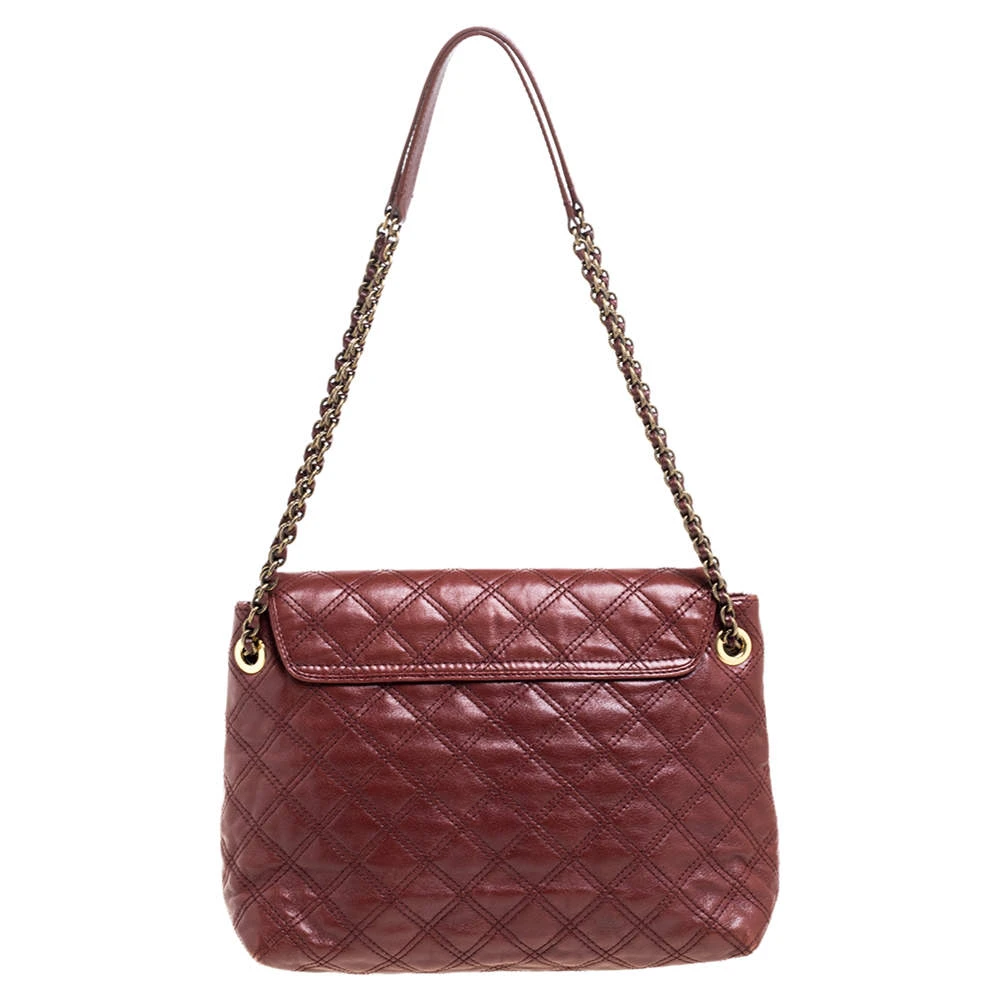 Marc Jacobs Maroon Quilted Leather Large Baroque Single Shoulder Bag For Women 4 Marc Jacobs Maroon Quilted Leather Large Baroque Single Shoulder Bag For Women - Image 4