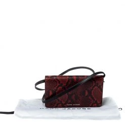 Marc Jacobs Red Python Embossed Crossbody Clutch Bag For Women -Cheap Marc Jacobs Store luxury women marc jacobs used handbags p371001 002
