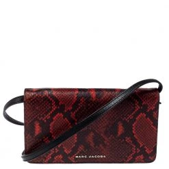 Marc Jacobs Red Python Embossed Crossbody Clutch Bag For Women