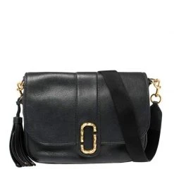 Marc Jacobs Black Leather Courier Messenger Bag For Women