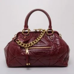 Marc Jacobs Burgundy Patchwork Stam Satchel For Women