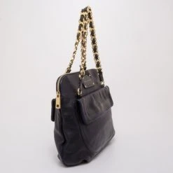 Marc Jacobs Black And Navy Leather Chain Handle Tote For Women -Cheap Marc Jacobs Store luxury women marc jacobs used handbags p37575 003