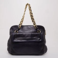 Marc Jacobs Black And Navy Leather Chain Handle Tote For Women -Cheap Marc Jacobs Store luxury women marc jacobs used handbags p37575 004