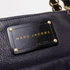 Marc Jacobs Black And Navy Leather Chain Handle Tote For Women -Cheap Marc Jacobs Store luxury women marc jacobs used handbags p37575 007