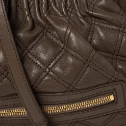 Marc Jacobs Dark Beige Quilted Leather Little Stam Shoulder Bag For Women -Cheap Marc Jacobs Store luxury women marc jacobs used handbags p377798 009