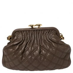 Marc Jacobs Dark Beige Quilted Leather Little Stam Shoulder Bag For Women -Cheap Marc Jacobs Store luxury women marc jacobs used handbags p377798 011