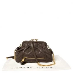 Marc Jacobs Dark Beige Quilted Leather Little Stam Shoulder Bag For Women -Cheap Marc Jacobs Store luxury women marc jacobs used handbags p377798 012