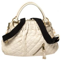 Marc Jacobs Cream Quilted Leather Cecilia Satchel For Women