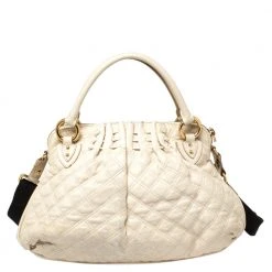Marc Jacobs Cream Quilted Leather Cecilia Satchel For Women -Cheap Marc Jacobs Store luxury women marc jacobs used handbags p378089 011