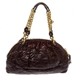 Marc Jacobs Dark Brown Quilted Leather Capra Satchel For Women -Cheap Marc Jacobs Store luxury women marc jacobs used handbags p383925 001