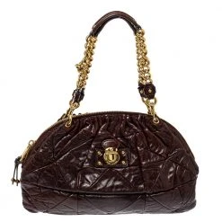 Marc Jacobs Dark Brown Quilted Leather Capra Satchel For Women