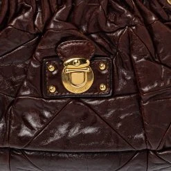 Marc Jacobs Dark Brown Quilted Leather Capra Satchel For Women -Cheap Marc Jacobs Store luxury women marc jacobs used handbags p383925 009