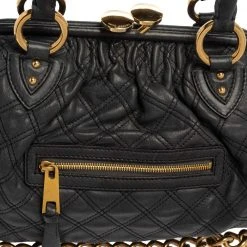 Marc Jacobs Dark Grey Quilted Leather Stam Satchel For Women -Cheap Marc Jacobs Store luxury women marc jacobs used handbags p386892 010