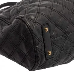 Marc Jacobs Dark Grey Quilted Leather Stam Satchel For Women -Cheap Marc Jacobs Store luxury women marc jacobs used handbags p386892 011