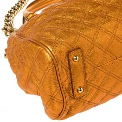 Marc Jacobs Metallic Orange Quilted Leather Stam Satchel For Women -Cheap Marc Jacobs Store luxury women marc jacobs used handbags p386895 010