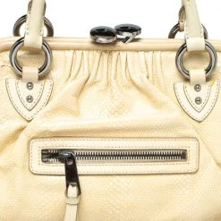 Marc Jacobs Beige Quilted Snakeskin Effect Leather Stam Satchel For Women -Cheap Marc Jacobs Store luxury women marc jacobs used handbags p387151 013