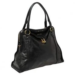 Marc Jacobs Black Leather Wellington Fulton Satchel For Women -Cheap Marc Jacobs Store luxury women marc jacobs used handbags p387715 003