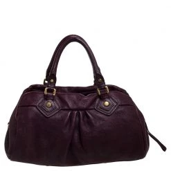 Marc By Marc Jacobs Burgundy Leather Classic Q Groove Satchel For Women -Cheap Marc Jacobs Store luxury women marc jacobs used handbags p389999 004
