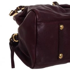 Marc By Marc Jacobs Burgundy Leather Classic Q Groove Satchel For Women -Cheap Marc Jacobs Store luxury women marc jacobs used handbags p389999 009