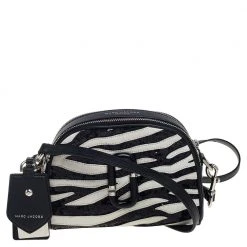 Marc Jacobs Black/White Leather And Sequin Zebra Shutter Crossbody Bag For Women