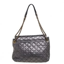 Marc Jacobs Metallic Silver Quilted Leather Large Baroque Single Shoulder Bag For Women -Cheap Marc Jacobs Store luxury women marc jacobs used handbags p390715 003