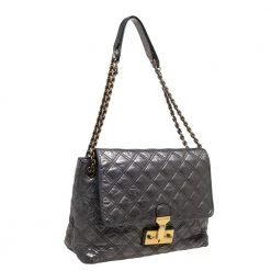 Marc Jacobs Metallic Silver Quilted Leather Large Baroque Single Shoulder Bag For Women -Cheap Marc Jacobs Store luxury women marc jacobs used handbags p390715 004