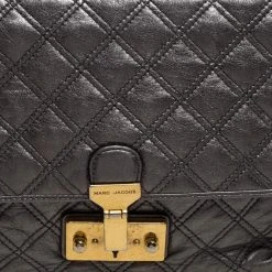 Marc Jacobs Metallic Silver Quilted Leather Large Baroque Single Shoulder Bag For Women -Cheap Marc Jacobs Store luxury women marc jacobs used handbags p390715 007
