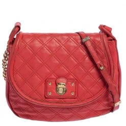 Marc Jacobs Red Quilted Leather Flap Crossbody Bag For Women
