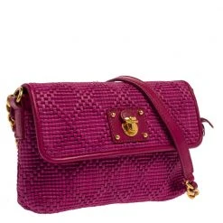 Marc Jacobs Fuchsia Straw And Leather Shoulder Bag For Women -Cheap Marc Jacobs Store luxury women marc jacobs used handbags p392135 011