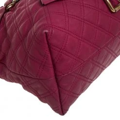 Marc Jacobs Pink Quilted Leather Bruna Bow Satchel For Women -Cheap Marc Jacobs Store luxury women marc jacobs used handbags p392542 009