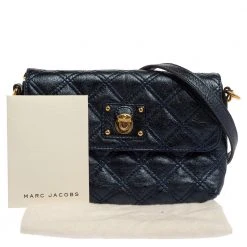 Marc Jacobs Metallic Blue Quilted Leather Flap Shoulder Bag For Women -Cheap Marc Jacobs Store luxury women marc jacobs used handbags p392673 001