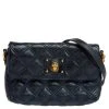Marc Jacobs Metallic Blue Quilted Leather Flap Shoulder Bag For Women