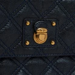 Marc Jacobs Metallic Blue Quilted Leather Flap Shoulder Bag For Women -Cheap Marc Jacobs Store luxury women marc jacobs used handbags p392673 004 scaled