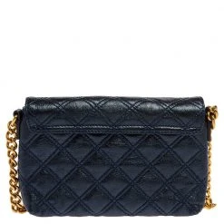 Marc Jacobs Metallic Blue Quilted Leather Flap Shoulder Bag For Women -Cheap Marc Jacobs Store luxury women marc jacobs used handbags p392673 005