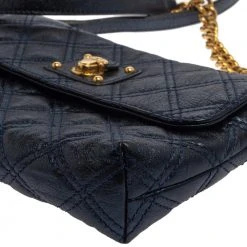 Marc Jacobs Metallic Blue Quilted Leather Flap Shoulder Bag For Women -Cheap Marc Jacobs Store luxury women marc jacobs used handbags p392673 008