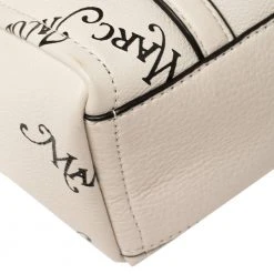 Marc Jacobs White/Black Leather New York Magazine Tag Tote For Women -Cheap Marc Jacobs Store luxury women marc jacobs used handbags p394036 011