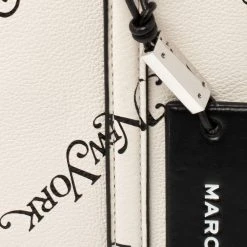 Marc Jacobs White/Black Leather New York Magazine Tag Tote For Women -Cheap Marc Jacobs Store luxury women marc jacobs used handbags p394036 013