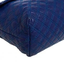 Marc Jacobs Blue Quilted Leather Large Single Flap Shoulder Bag For Women -Cheap Marc Jacobs Store luxury women marc jacobs used handbags p395191 006