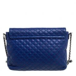 Marc Jacobs Blue Quilted Leather Large Single Flap Shoulder Bag For Women -Cheap Marc Jacobs Store luxury women marc jacobs used handbags p395191 008