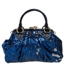 Marc Jacobs Blue Sequins And Suede Stam Satchel For Women