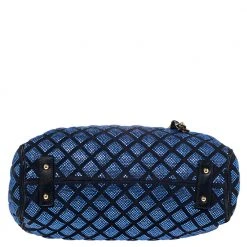 Marc Jacobs Blue Crystal Embellished Quilted Suede And Leather Stam Satchel For Women -Cheap Marc Jacobs Store luxury women marc jacobs used handbags p396520 007