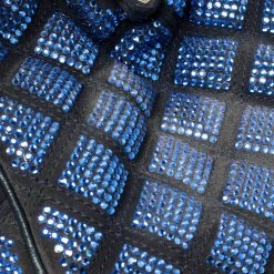 Marc Jacobs Blue Crystal Embellished Quilted Suede And Leather Stam Satchel For Women -Cheap Marc Jacobs Store luxury women marc jacobs used handbags p396520 019