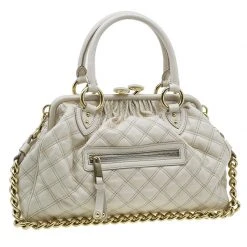 Marc Jacobs Beige Quilted Leather Stam Shoulder Bag For Women -Cheap Marc Jacobs Store luxury women marc jacobs used handbags p39715 0003