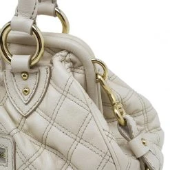 Marc Jacobs Beige Quilted Leather Stam Shoulder Bag For Women -Cheap Marc Jacobs Store luxury women marc jacobs used handbags p39715 0006